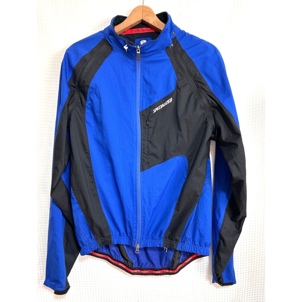 Specialized Deflect Hybrid Rain Jacket Mens‎ L Blue Vest Convertible Wind c